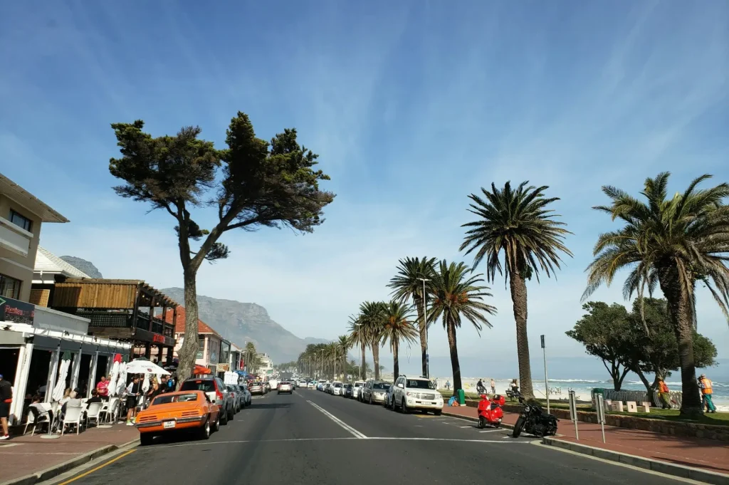 Cape Town beachfront street with local small businesses and shops